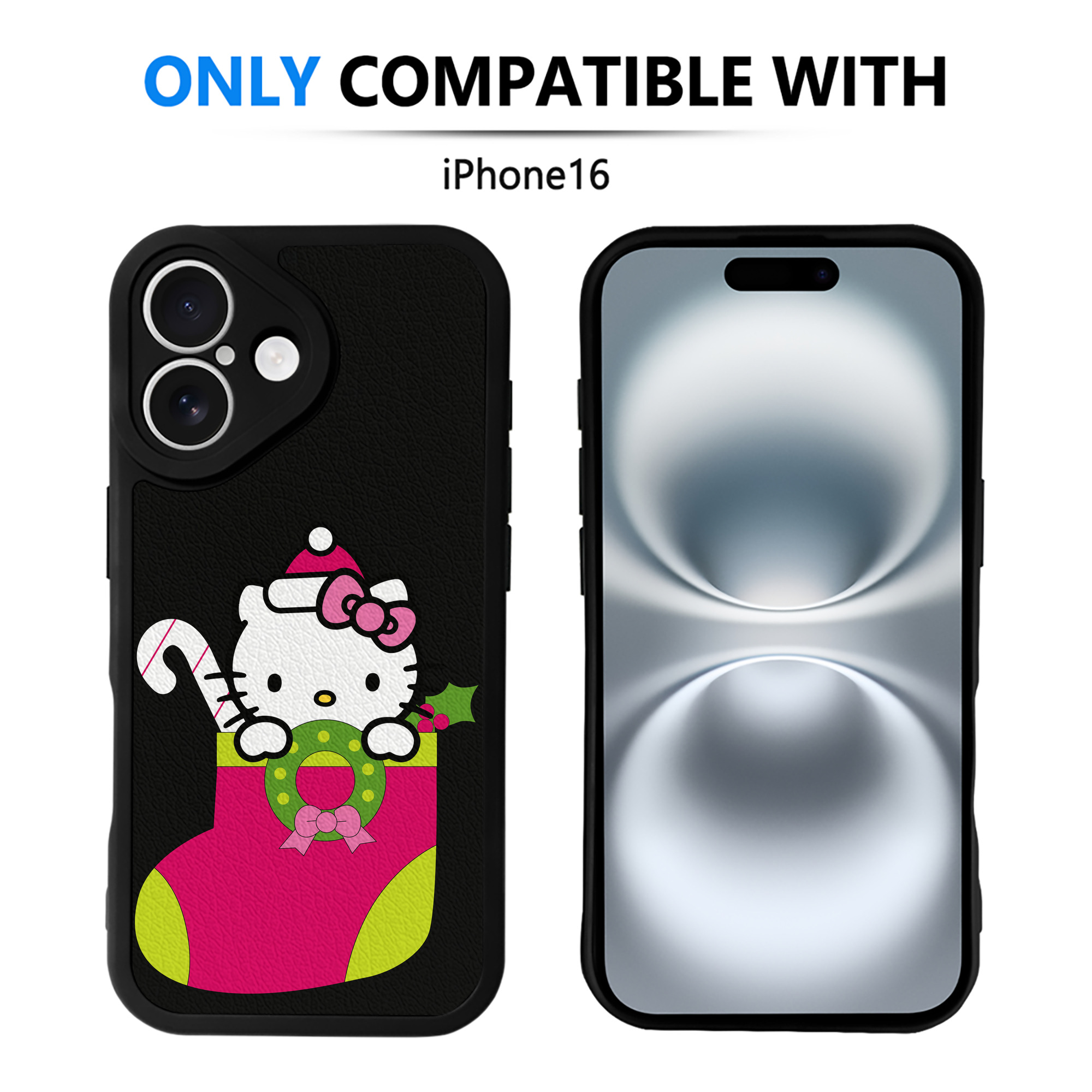（画像用） Hello Kitty ハローキティ 【iPhone 16シリーズ対応】シリコンスマホケース（レザー調） 材質：シリコン